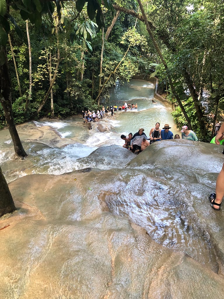IMG_2634 People climbing Dunn's River Falls in Jamaica